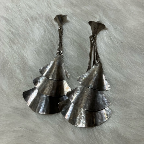 Jewelry - Sterling Silver Layered Fan Drop Earrings